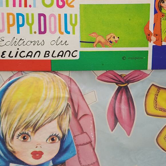 Pelican Blanc Blonde Hair Girl Paper Doll w/Blue Head Scarf Vintage NOS Sealed - Picture 7 of 11